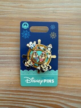 Disney Cruise Line Gold & Blue Ship Wheel Character Pin